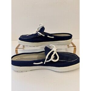 Keds Navy Blue Canvas Boat  Shoes White Laces Coastal Preppy NWTNautical Sz 9
